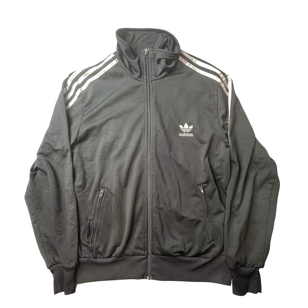 Adidas Track Jacket Womens XL Black Originals Big Trefoil Logo 3-Stripe Full Zip